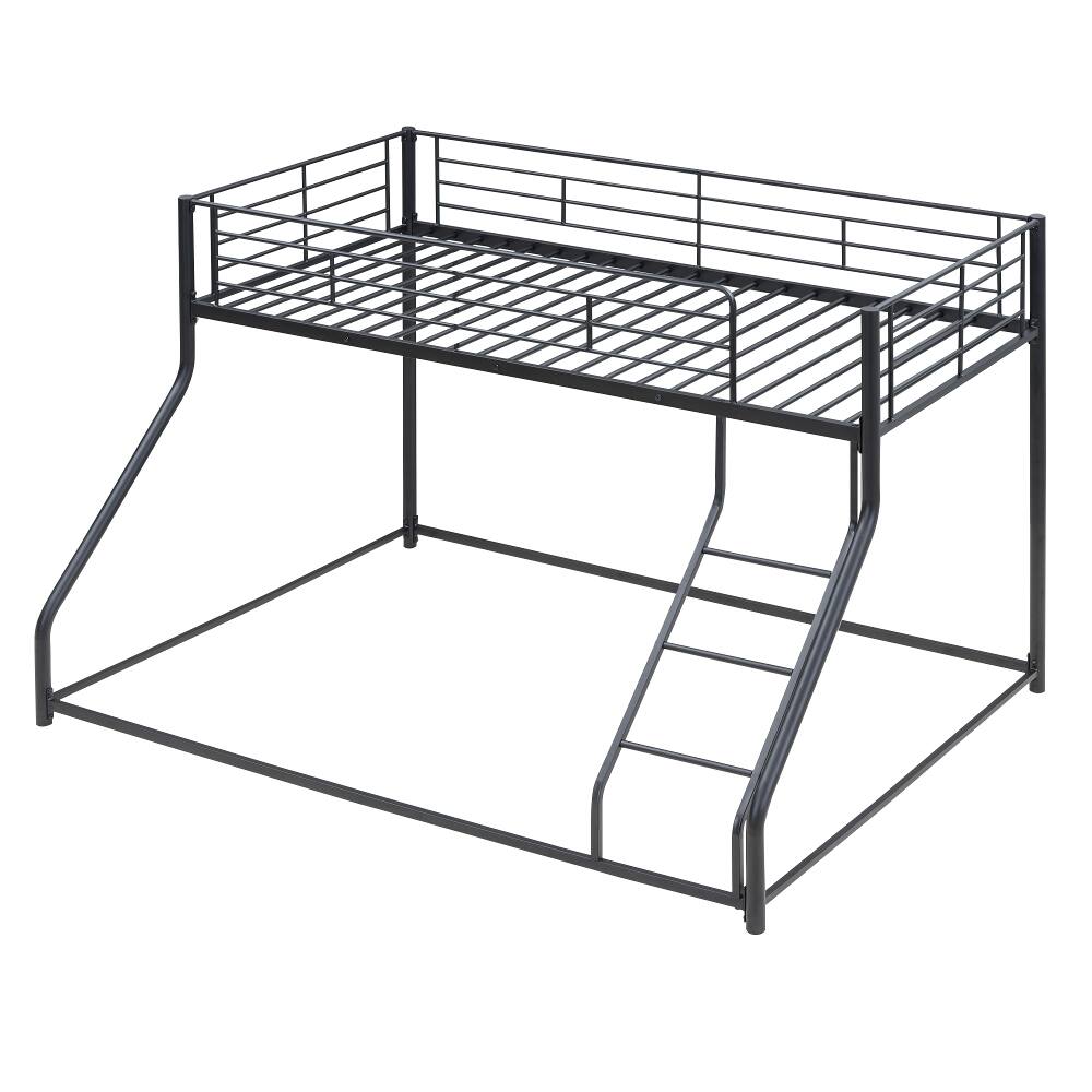 Alt View 8. Loheer - Loheer Twin XL Over Queen Bunk Bed Black Metal Floor Bed Frame - Black.