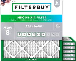 Filterbuy - 11.25x11.25x1 MERV 8 Dust & Allergy Defense, Electrostatic Pleated HVAC AC Furnace Air Filters Replacement (6-Pack) - Silver