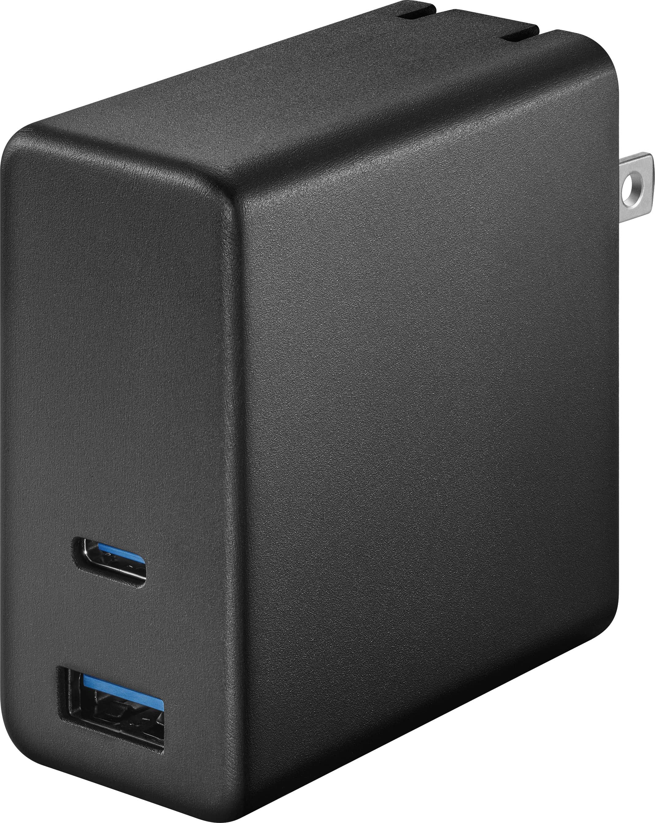 Alt View 1. Best Buy essentials™ - 100W Dual Port USB-C and USB Wall Charger for MacBook Pro, iPad, iPhone, Apple Watch, Smartphones & other USB-C Devices - Black.