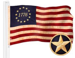 G128 - Betsy Ross 1776 Tea-Stained Embroidered Flag, 2.5 x 4 ft Polyester - Assorted Colors