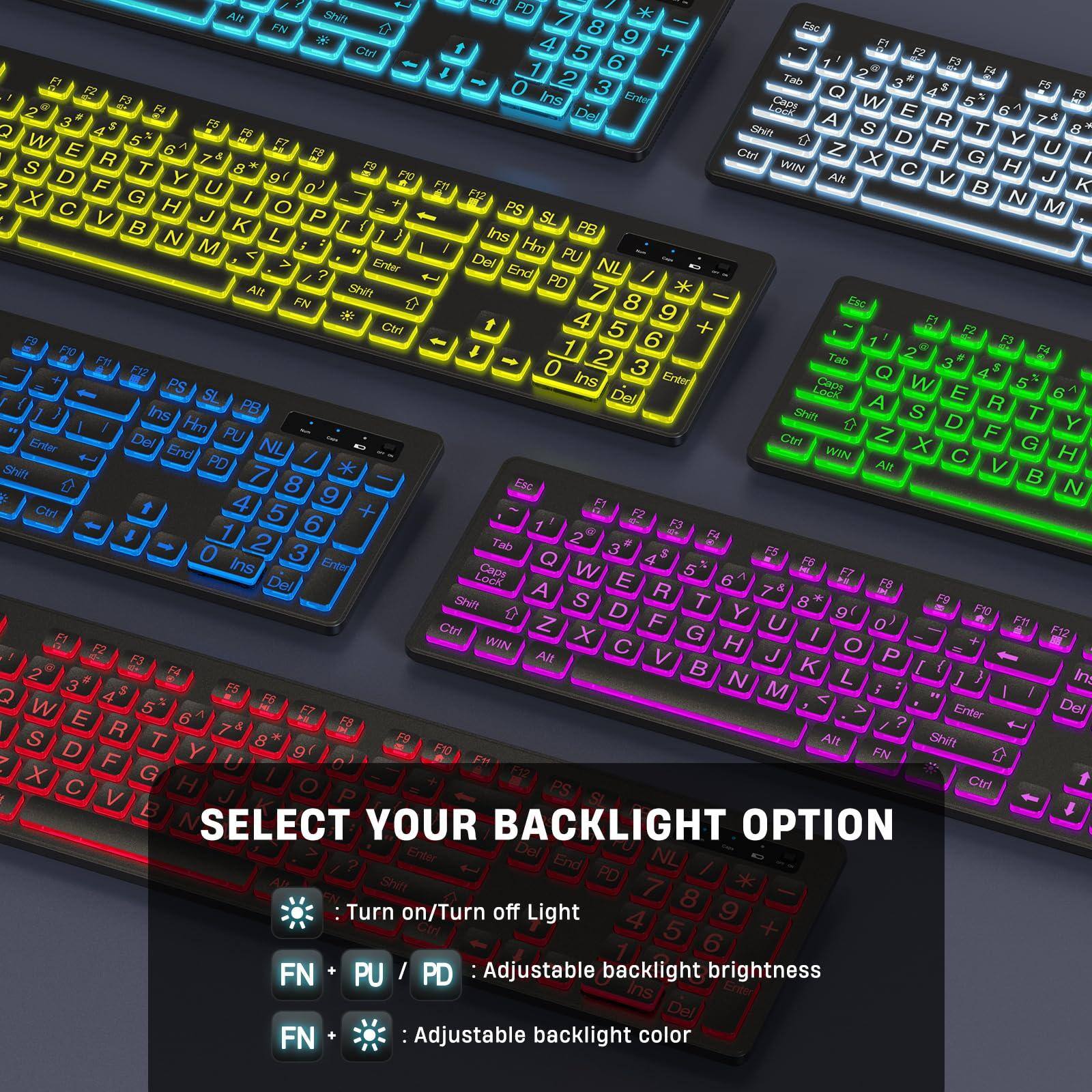 SELECT YOUR BACKLIGHT OPTION

- Turn on/Turn off Light
- FN + PU / PD: Adjustable backlight brightness
- FN + ⚙️: Adjustable backlight color