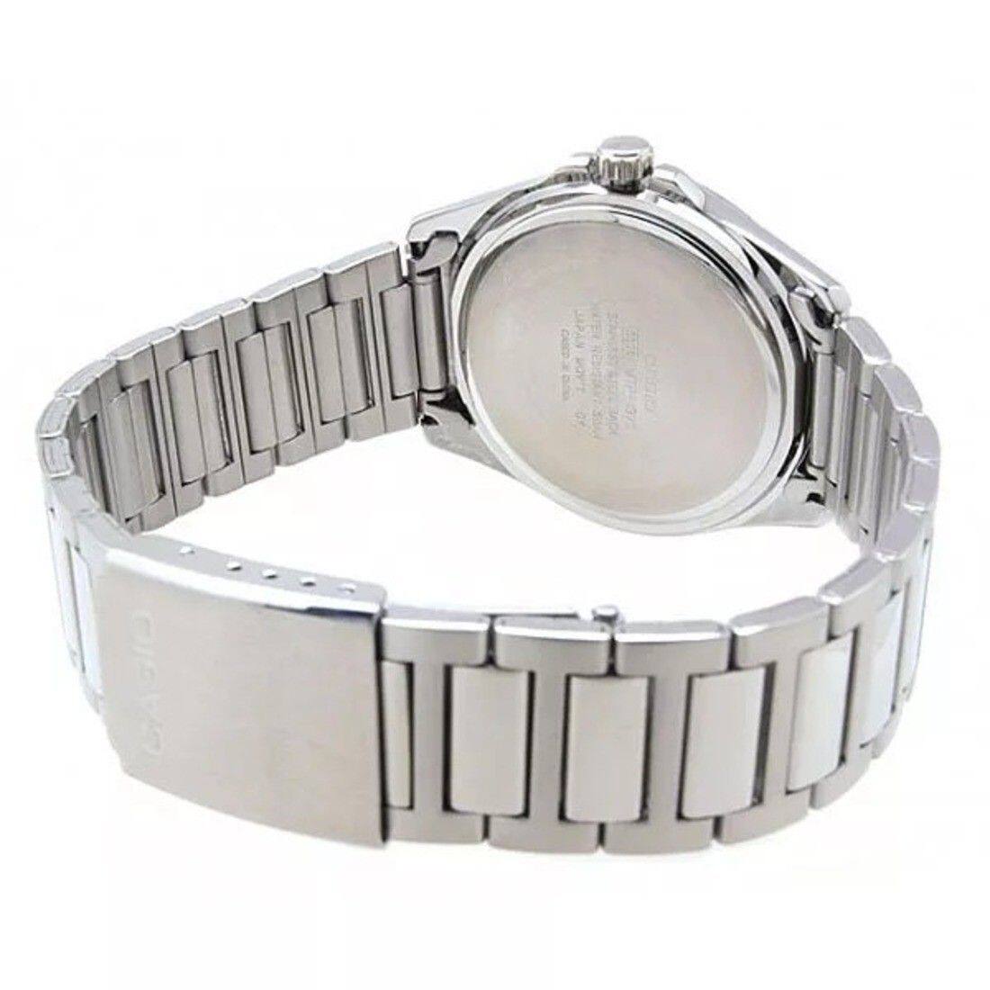Back. Casio - Classic Analog Quartz MTP-1370D-7A2 Stainless Steel Silver Dial Men's Watch 50M - Silver, White.