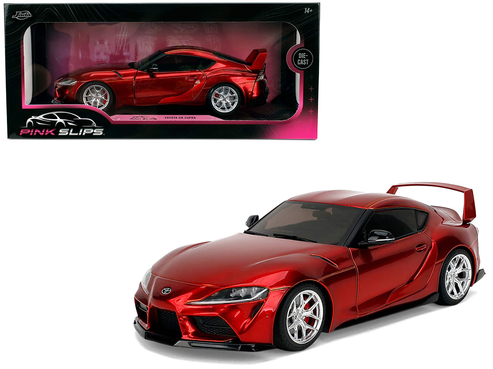 Toyota GR Supra Metallic "Pink Slips" Series 1/18 Diecast Model Car by Jada - Red