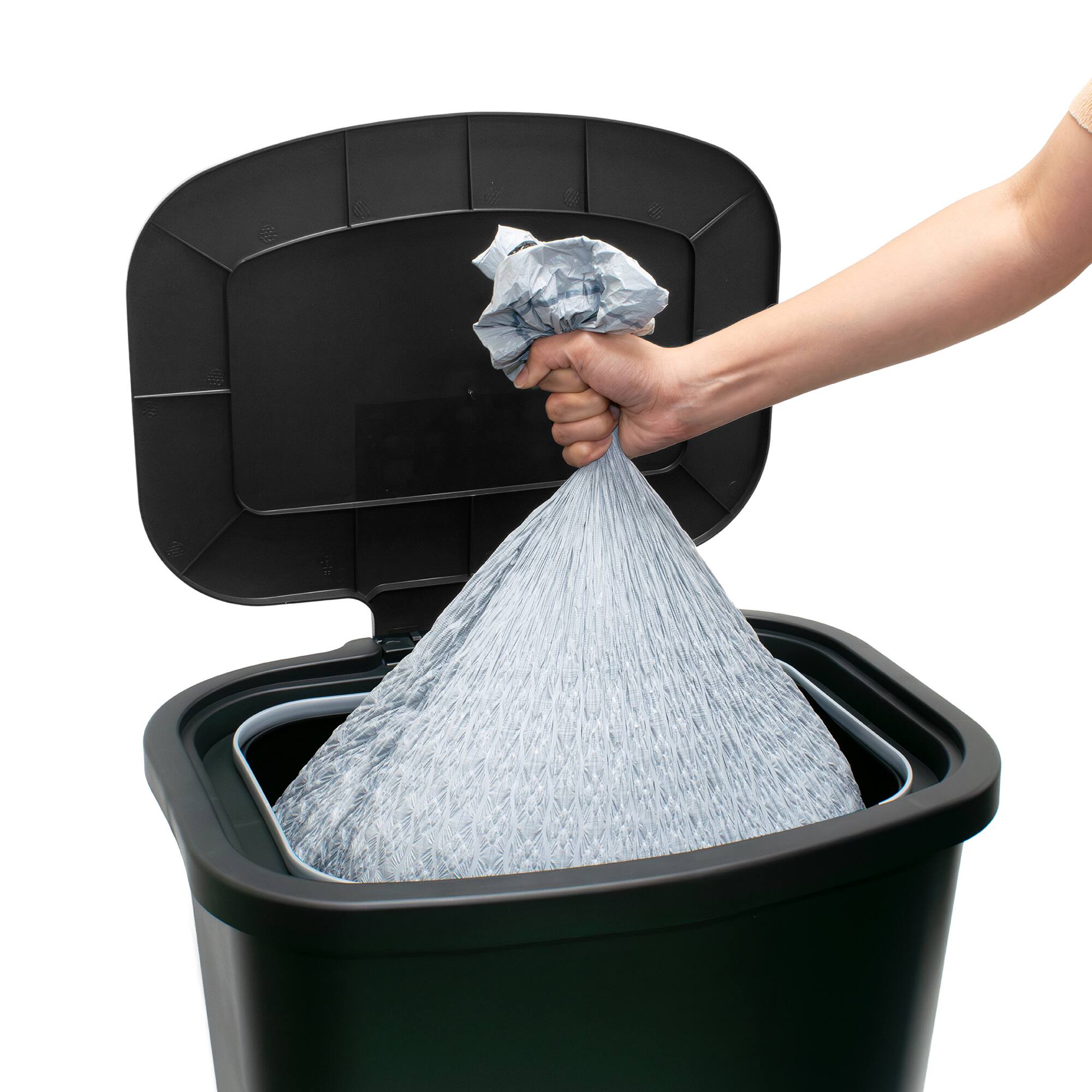 Alt View 8. Glad - Glad Trash Can with Lid, Stainless Foot Pedal & Garbage Bag Rings, 20 Gal, Black - BLACK.