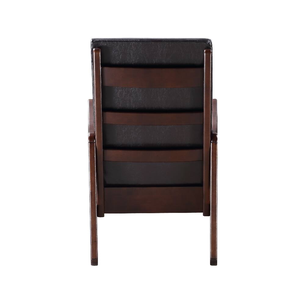 Alt View 1. Loheer - Loheer Dark Brown Synthetic Leather Rocking Chair Espresso Finish Upholstered Rocker with Rubber Wood Frame - Dark Brown.
