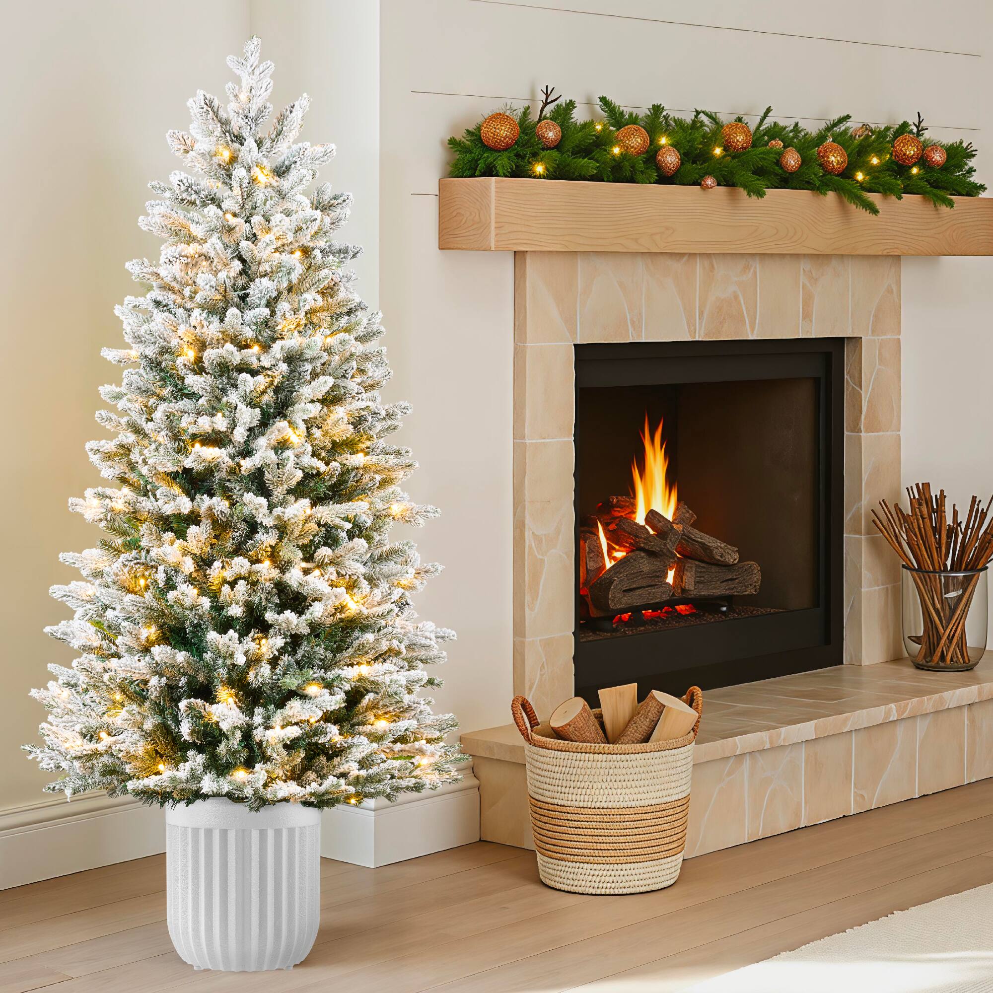 Alt View 7. Best Choice Products - Pre-Lit Potted Flocked Christmas Tree w/Twinkling White & Multi LEDs - Flocked.