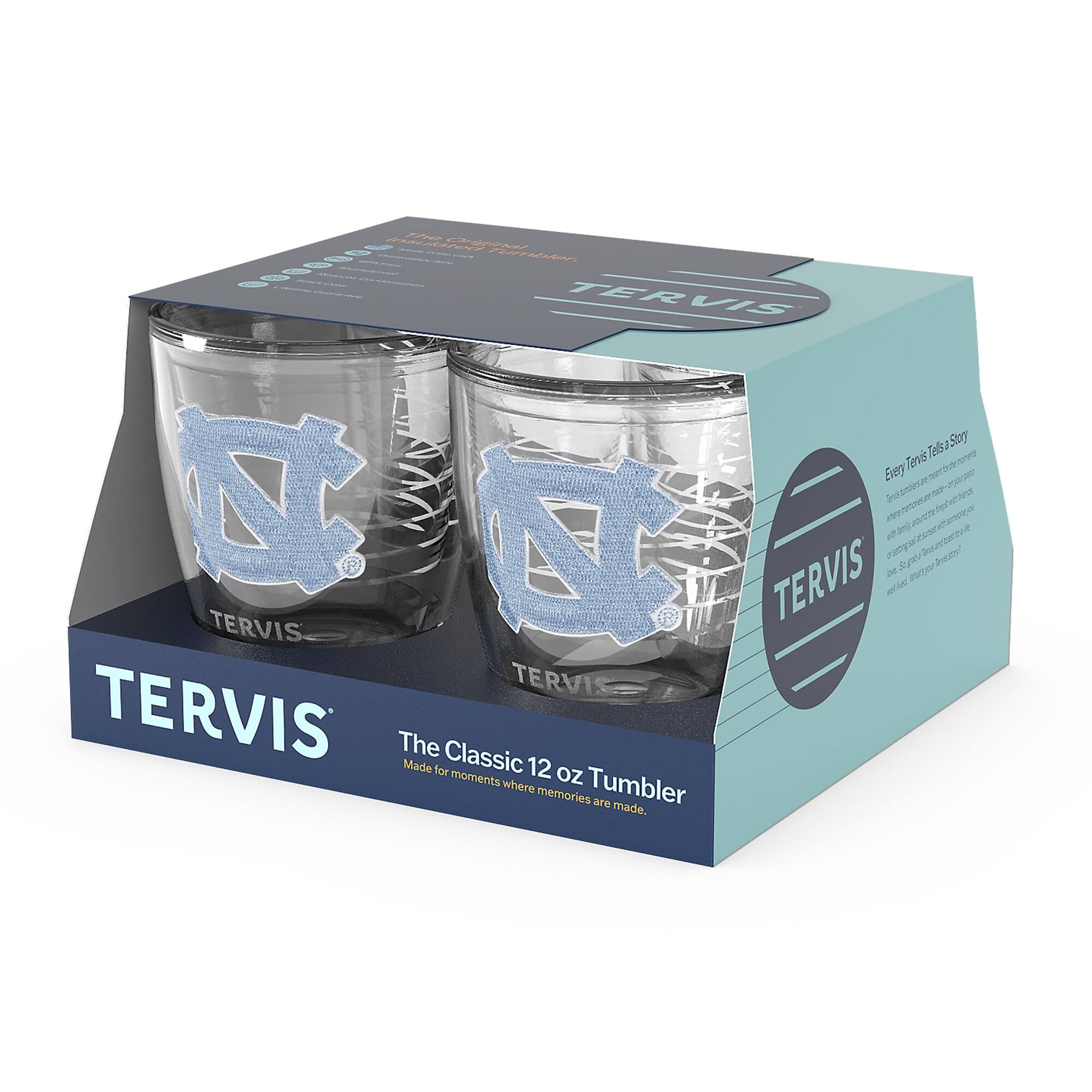 TERVIS  
The Classic 12 oz Tumbler  
Made for moments where memories are made.  

Every Tervis Tells a Story  
The Tervis story is one of innovation, quality, and a commitment to making life better. From the first insulated tumbler to the latest design, Tervis has been a trusted name for over 80 years.  

TERVIS  
The Classic 12 oz Tumbler  
Made for moments where memories are made.