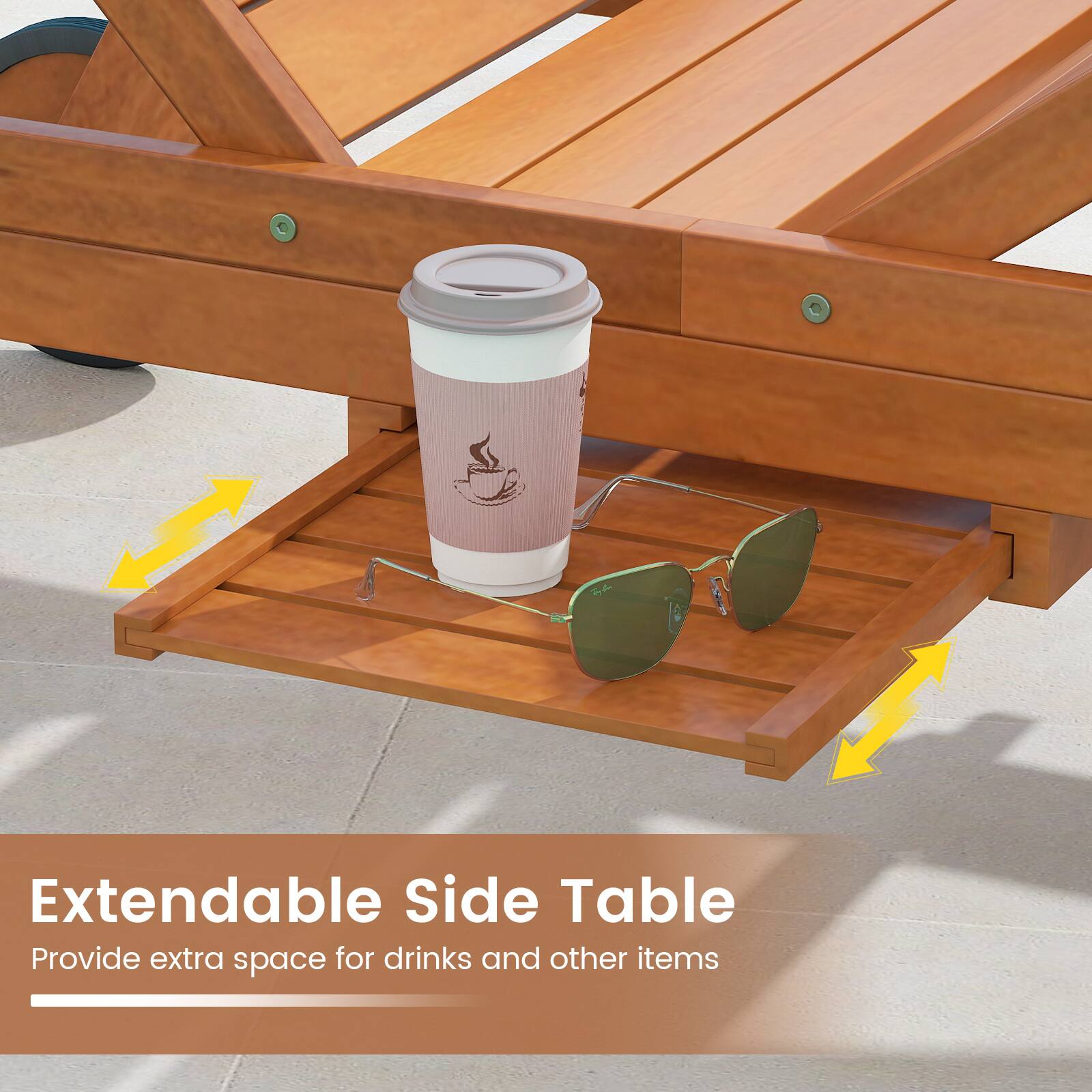 Extendable Side Table  
Provide extra space for drinks and other items