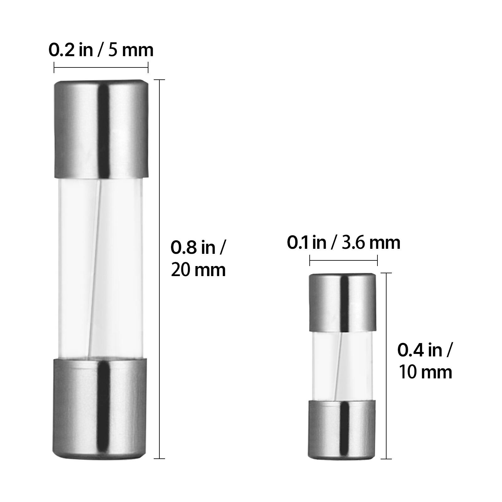 0.2 in / 5 mm  
0.8 in / 20 mm  

0.1 in / 3.6 mm  
0.4 in / 10 mm