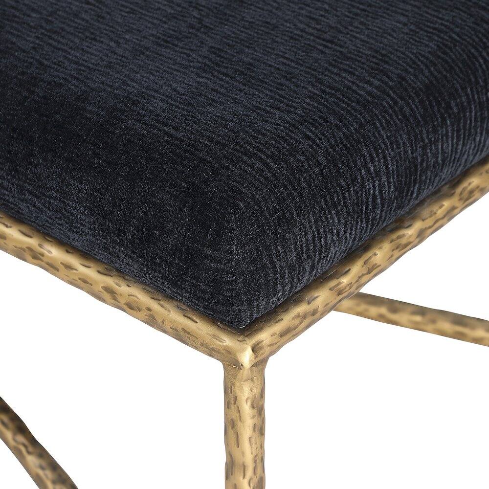 Alt View 4. Meridian Furniture - Valley Black Chenille Fabric Bench - Black.