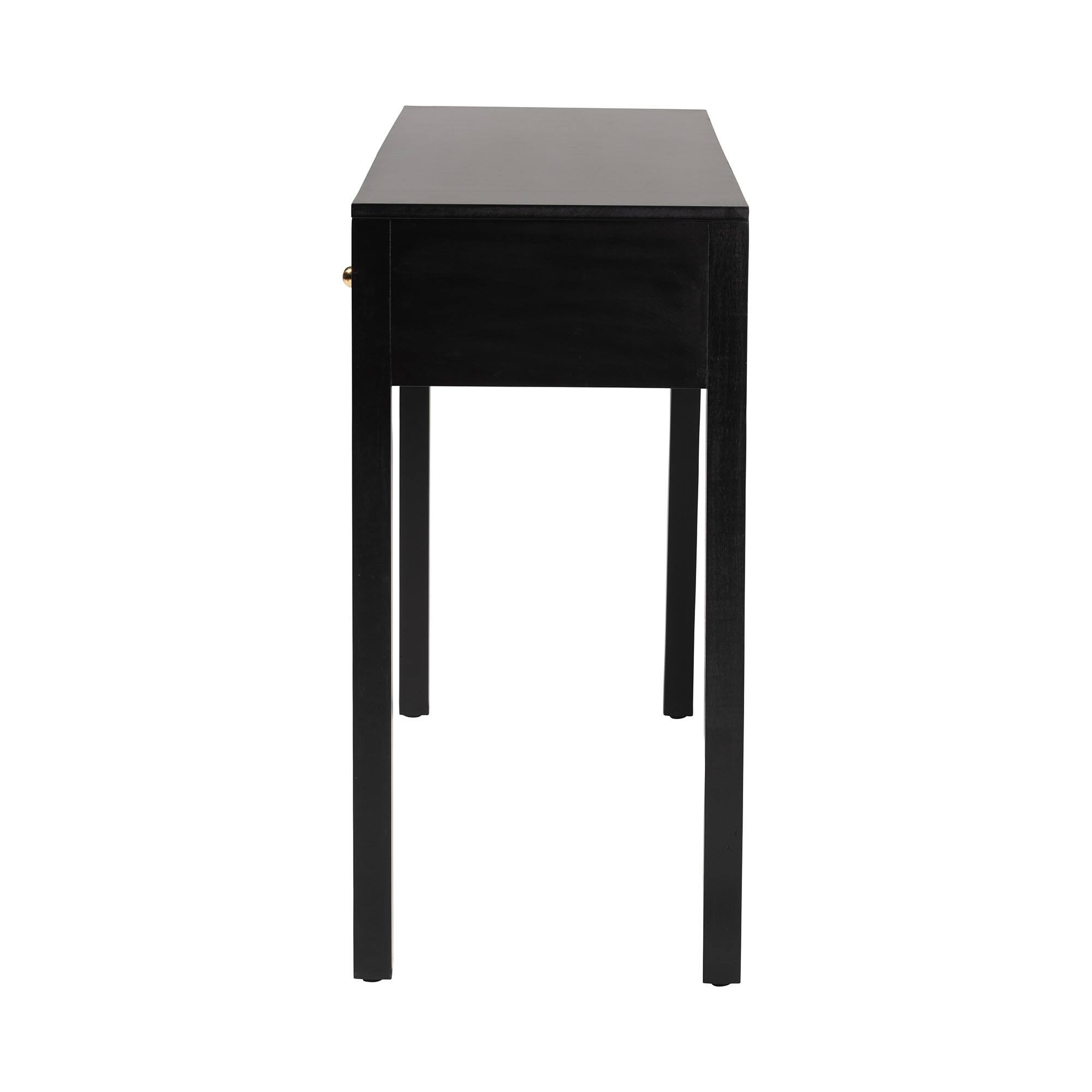 Back. bali & pari - Leah Console Table - 3-Drawer Accent Table with Fluted Wood Detailing for Living Room, Hallway, or Entryway - Black.