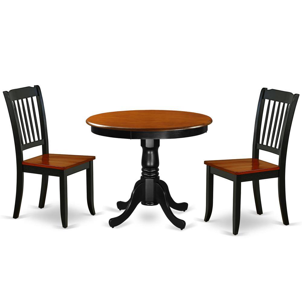 Back. East West Furniture - Dining Room Set Black & Cherry - Brown.
