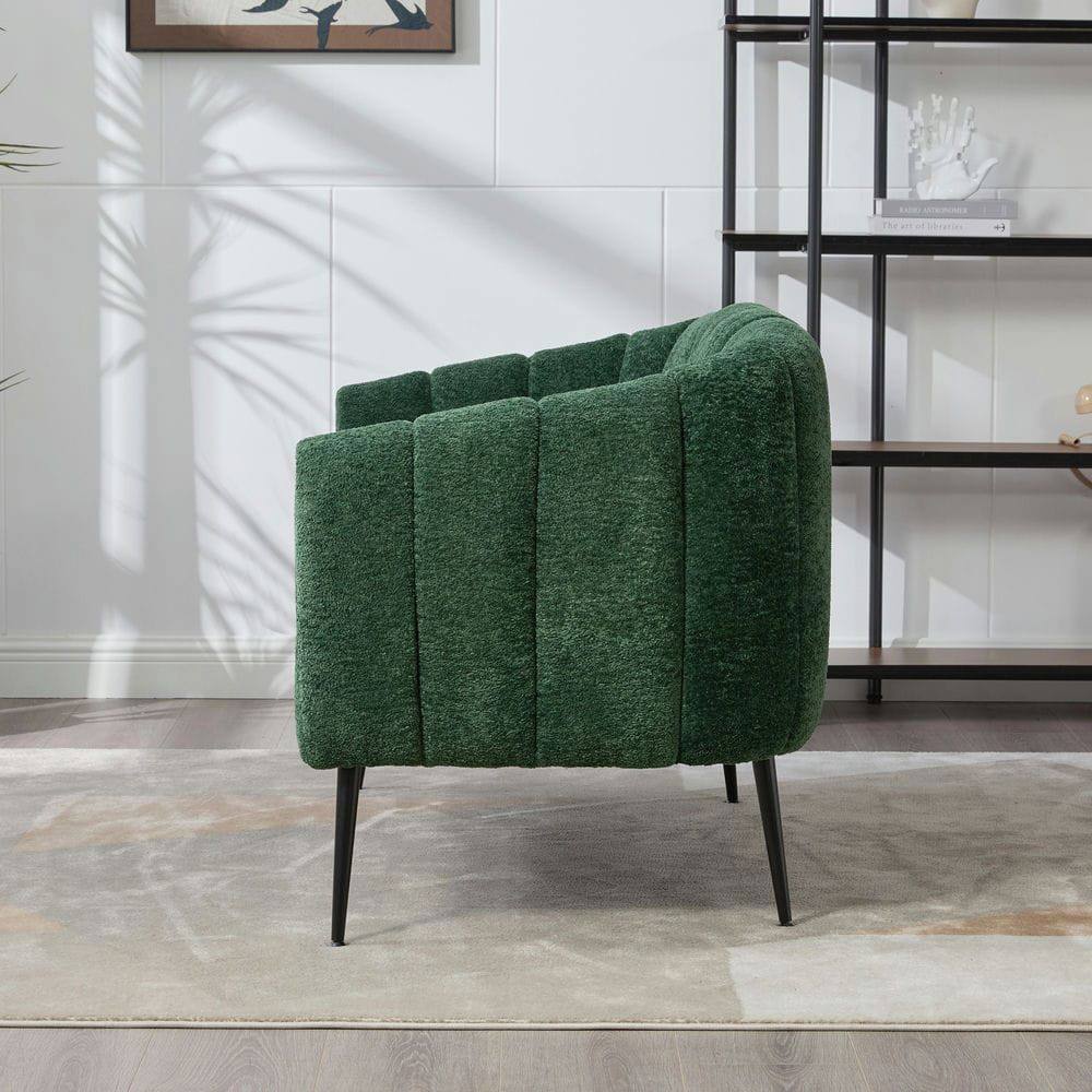 Angle. Kadyn - 50.2'' Wide Upholstered Mini Loveseat Accent Couch, Modern Settee with Metal Legs, 2-Seater Sofa for Living Room, Green - Green.