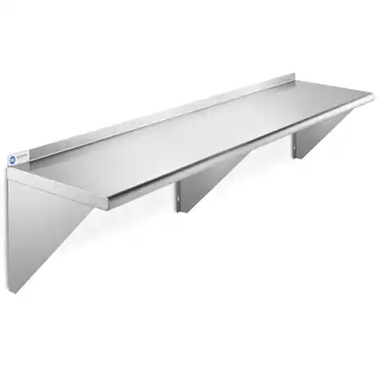 Front. GRIDMANN - 72 x 18-in NSF Stainless Steel Wall-Mount Shelf - Silver.