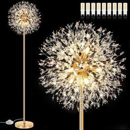 Nordic Hygge - 69'' Crystal Floor Lamp for Living Room, Modern Standing Lamp with 738PCS K9 Crystals, Tall Lamp Pole Light - Gold