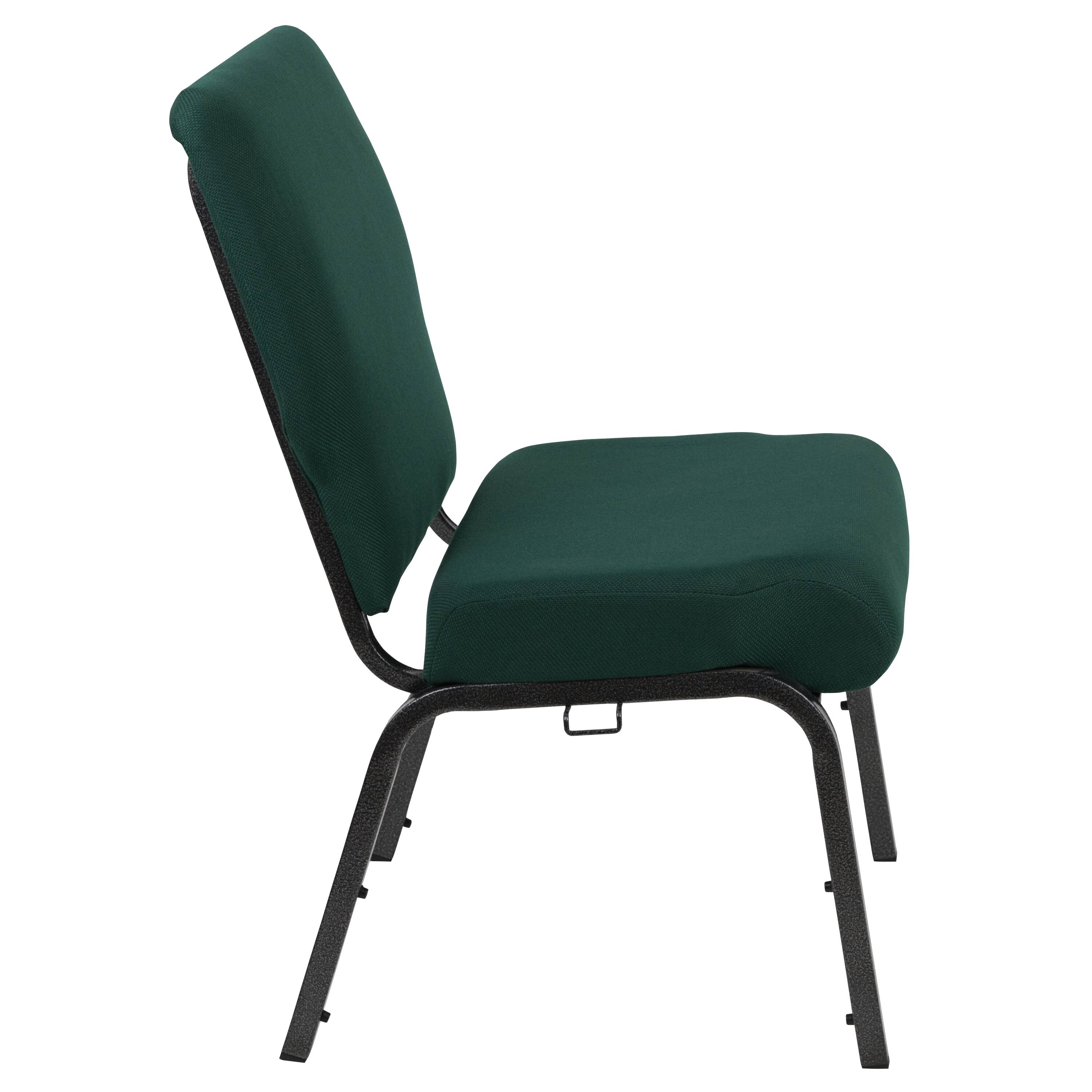 Alt View 5. Emma + Oliver - 20.5 in. Molded Foam Church Chair - Hunter Green Fabric/Silver Vein Frame.