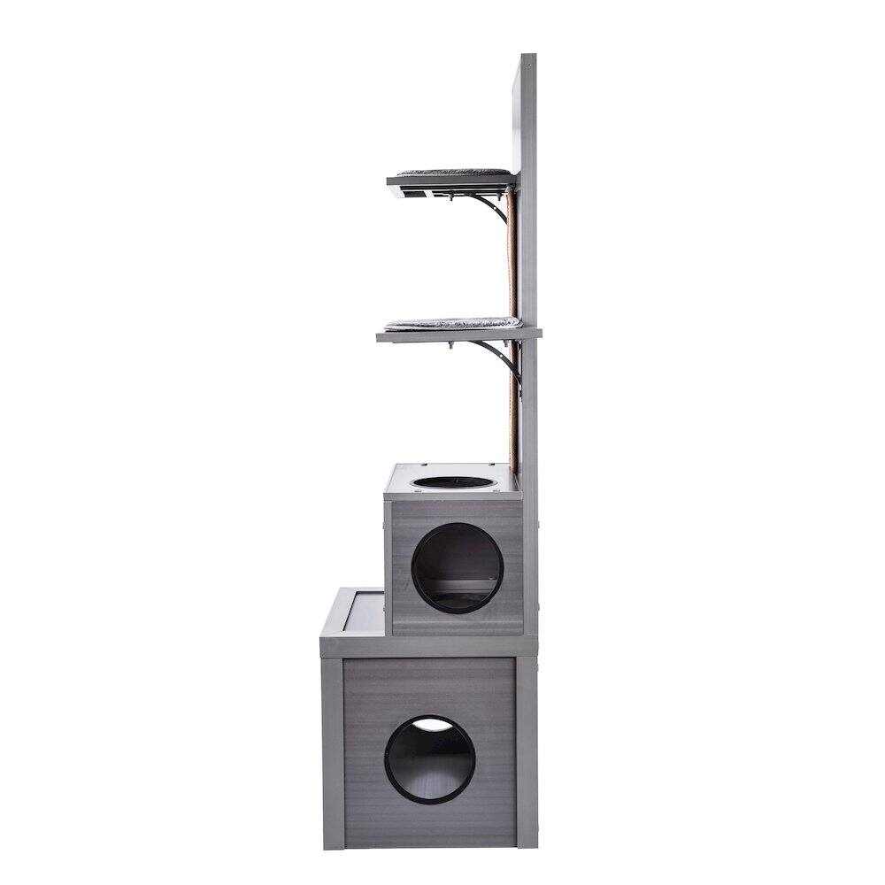 Alt View 1. New Age Pet - ECOFLEX Kitty Klimber - Cat Tree - Grey - Grey.