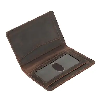 Front. Vulpecula Spade - RFID Blocking Slim Wallet for Men | Thin Bifold Credit Card Holder Wallet | Mens Wallet Slim Business Card Case | - Dark Brown.