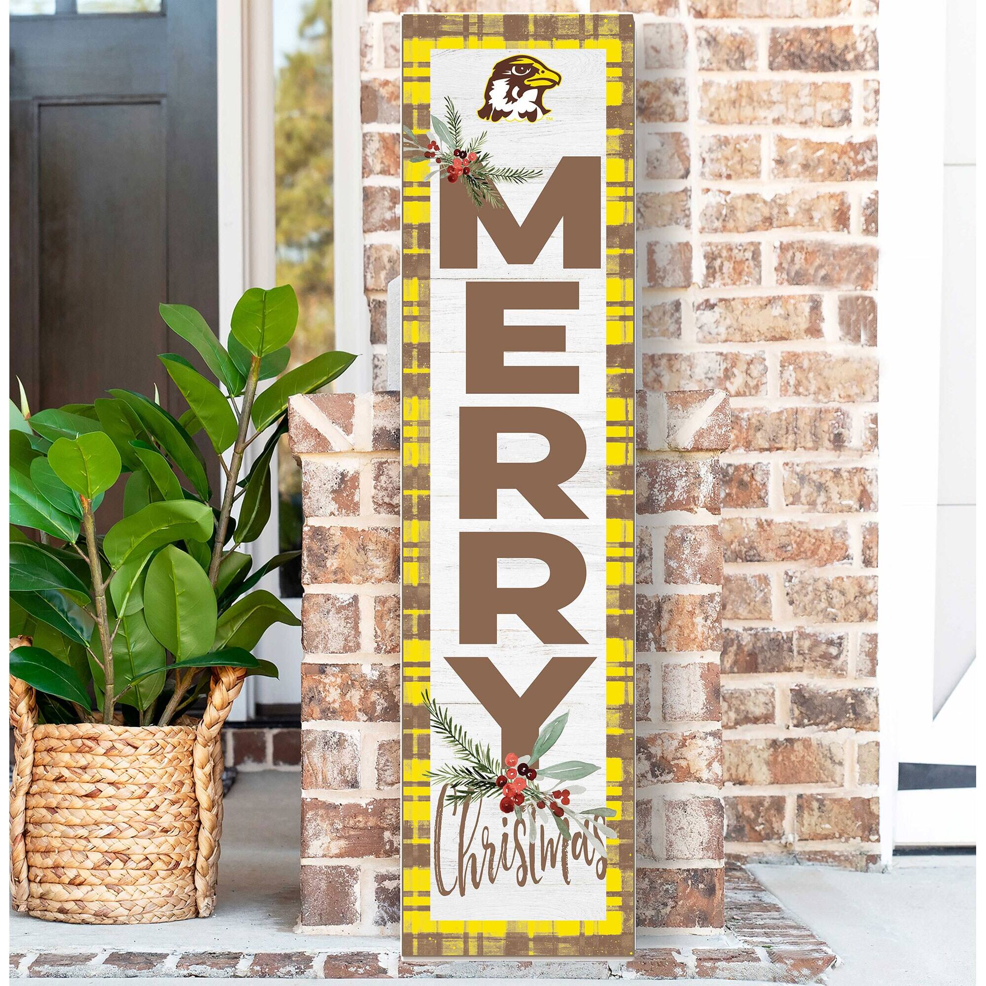 Alt View 1. Jardine - Quincy Hawks 12'' x 48'' Outdoor Merry Christmas Leaner - White.