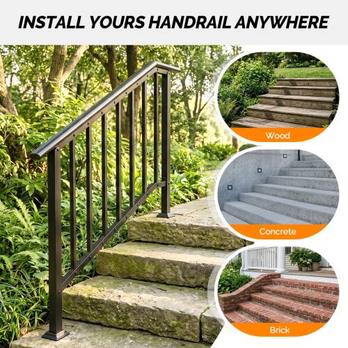 INSTALL YOURS HANDRAIL ANYWHERE

Wood
Concrete
Brick