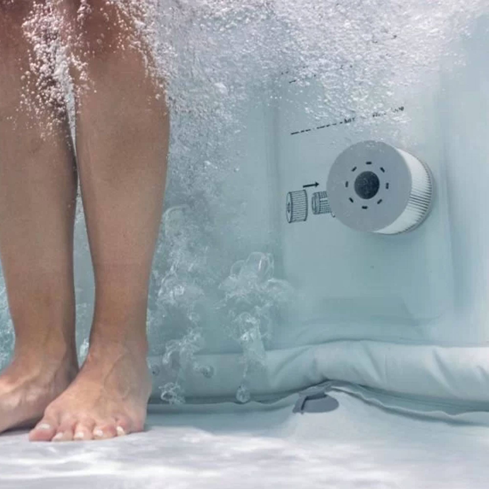 Alt View 5. MSpa - MSpa Round Inflatable Bubble Massage Spa, 4 to 6 Person Outdoor Hot Tub, Bergen - Charcoal Grey.