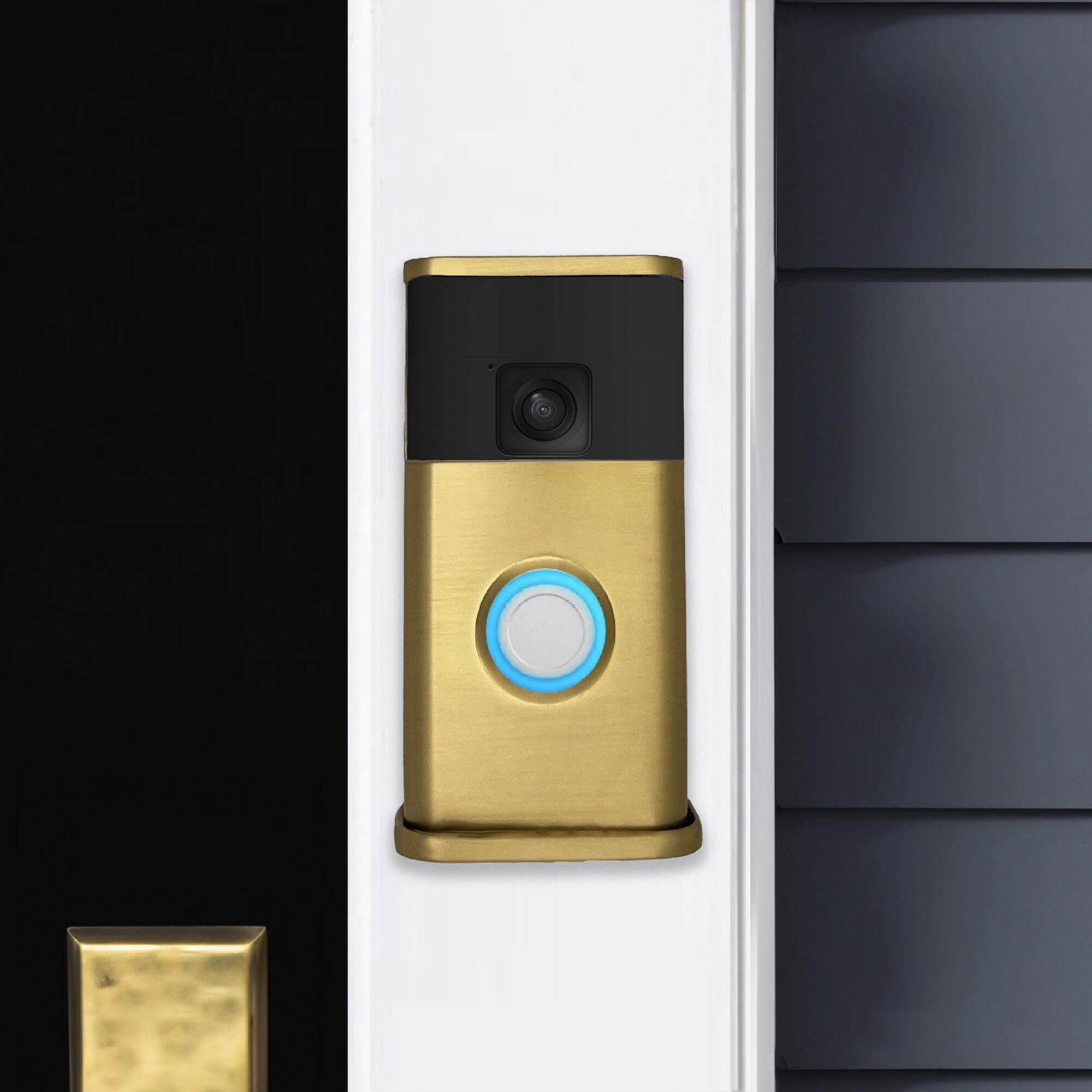 Alt View 3. Michael Healy - Traditional Video Doorbell Cover (Ring Battery Doorbell 2024 Release) - Satin Brass.