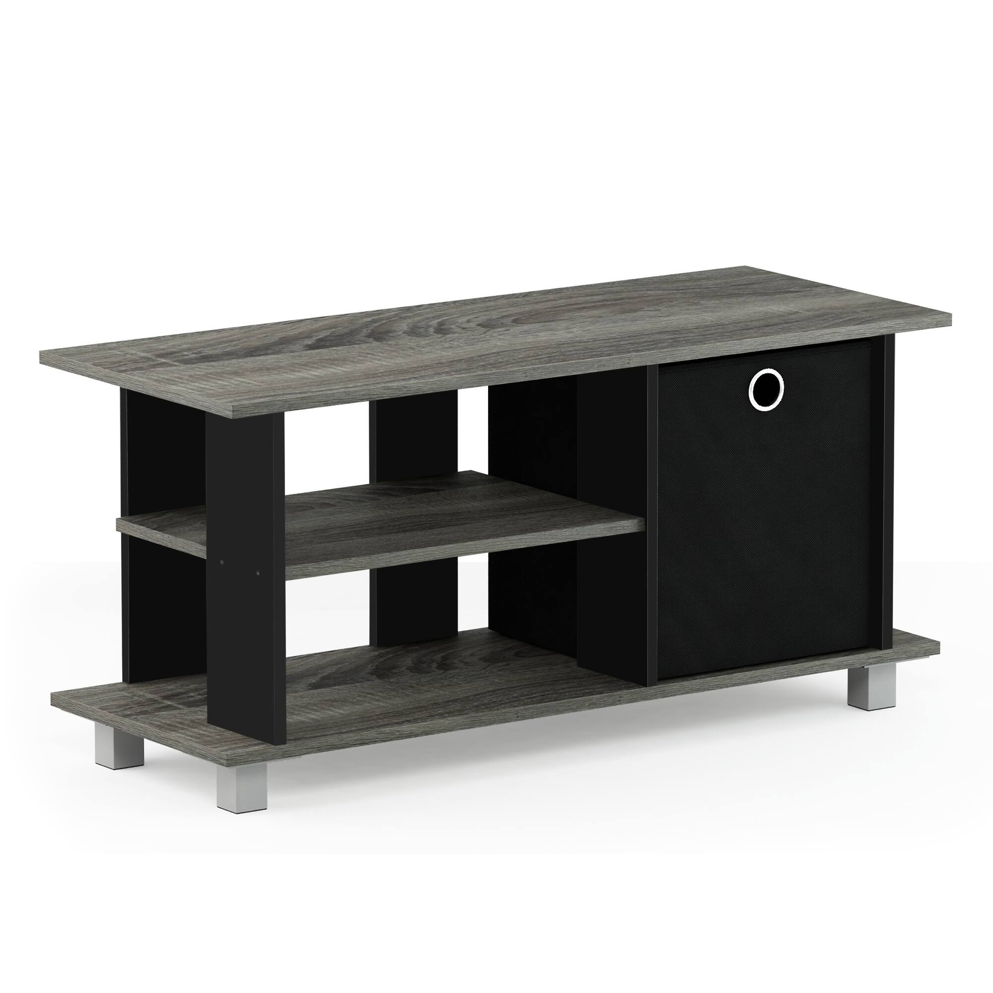 Furinno - Simplistic TV Entertainment Center with Bin Drawers - French Oak/Black