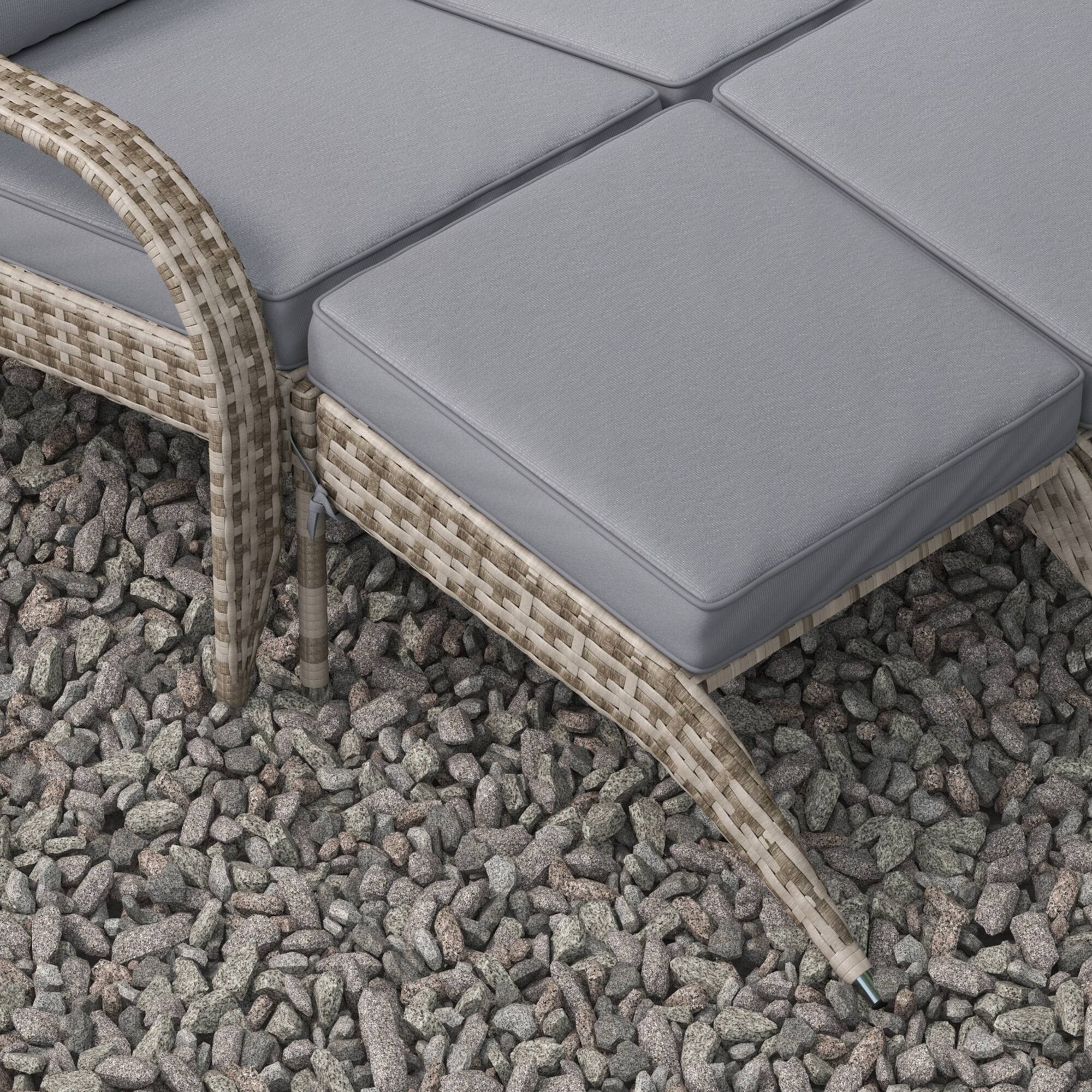 Alt View 8. Outsunny - Wicker Adirondack Chair for 2 with Cushions & Footrests, PE Rattan Double Chaise Lounge Chair - Gray.