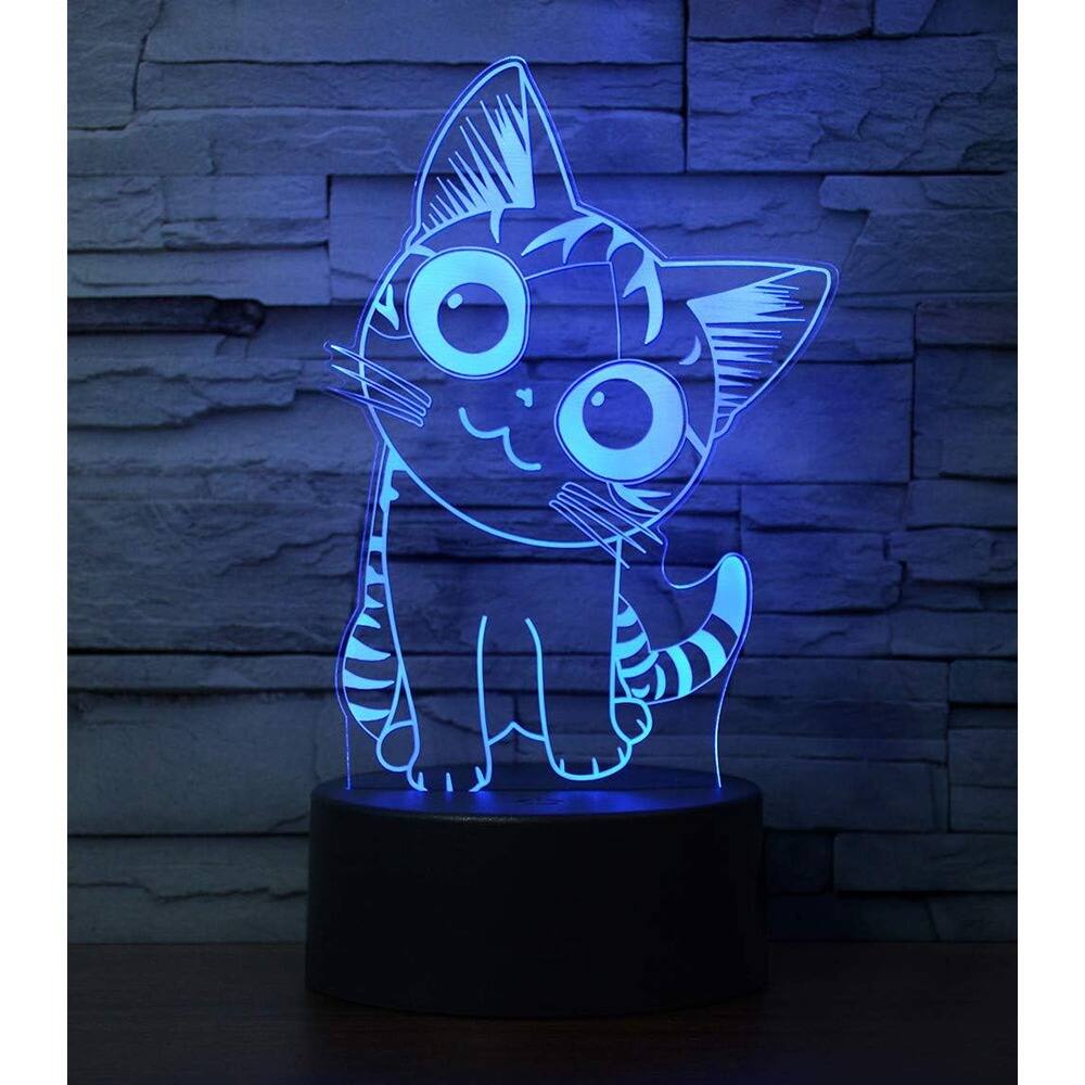 Alt View 4. Schertz - Cat Night Light – 3D Illusion LED Table Lamp, 7 Colors for Kids & Teens.