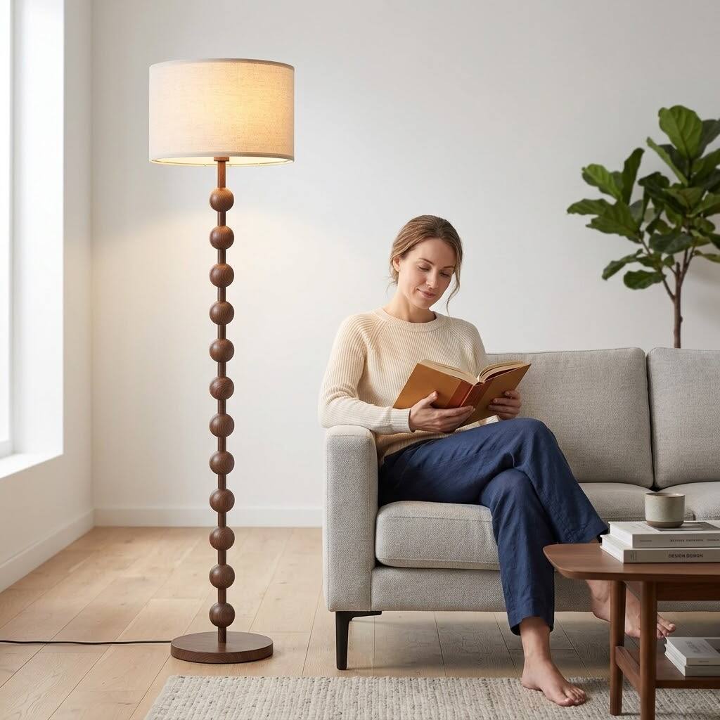 Back. E.P. Light - Dimmable Floor Lamp with Fabric Lampshade - MULTICOLOR.