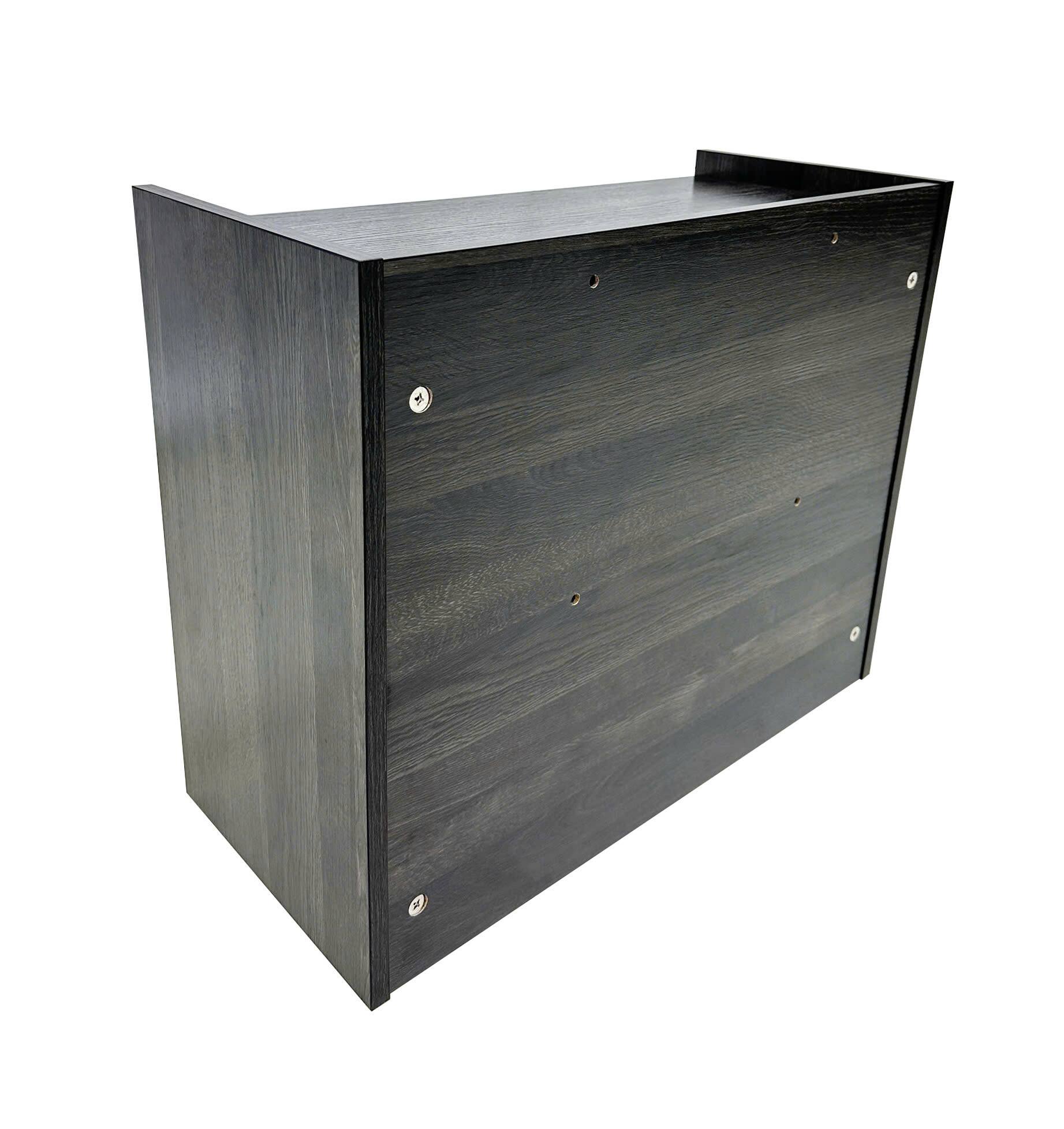 Left. Spaco - Spaco Compact Nightstand, Single Drawer Storage, Raised Protective Borders, Space Saving Bedside Table for Bedroom - Gray.