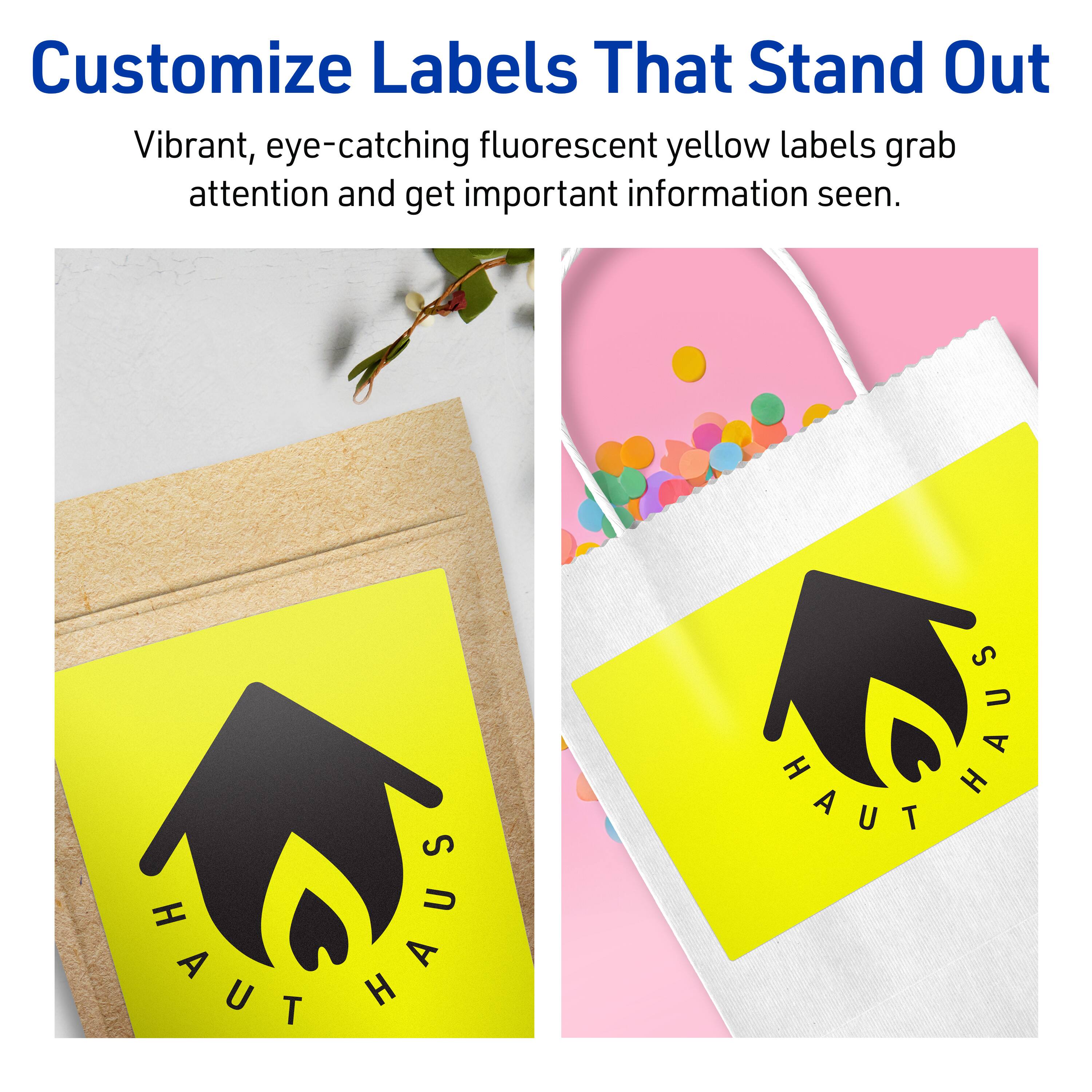 Customize Labels That Stand Out

Vibrant, eye-catching fluorescent yellow labels grab attention and get important information seen.

HAUT HAUS HAUT HAUS