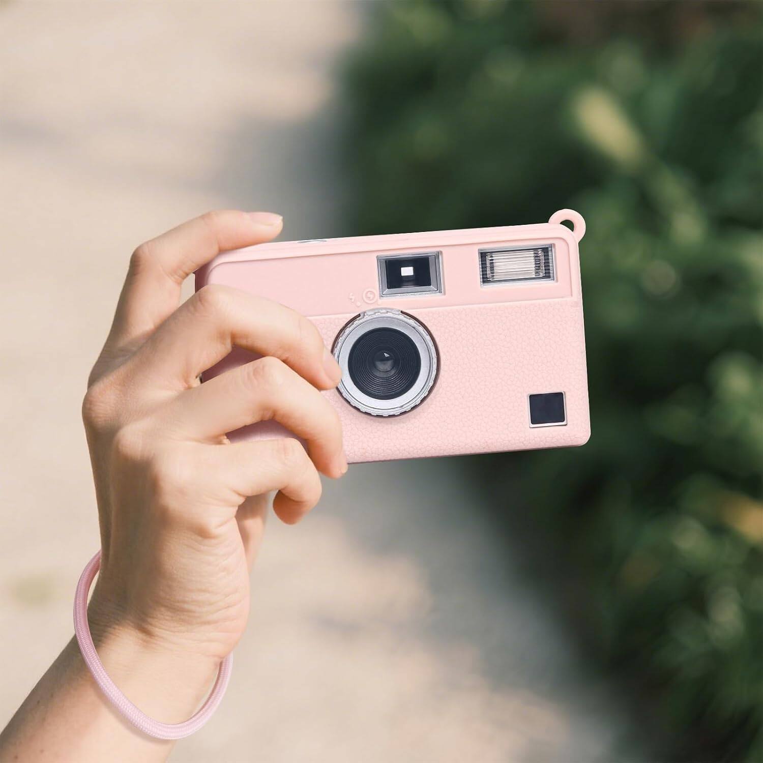 Alt View 2. mosiso - Camera Case for Kodak EKTAR H35 Half Frame Film Camera Soft Silicone Protective Portable Case Cover with Wrist Strap - Pink.