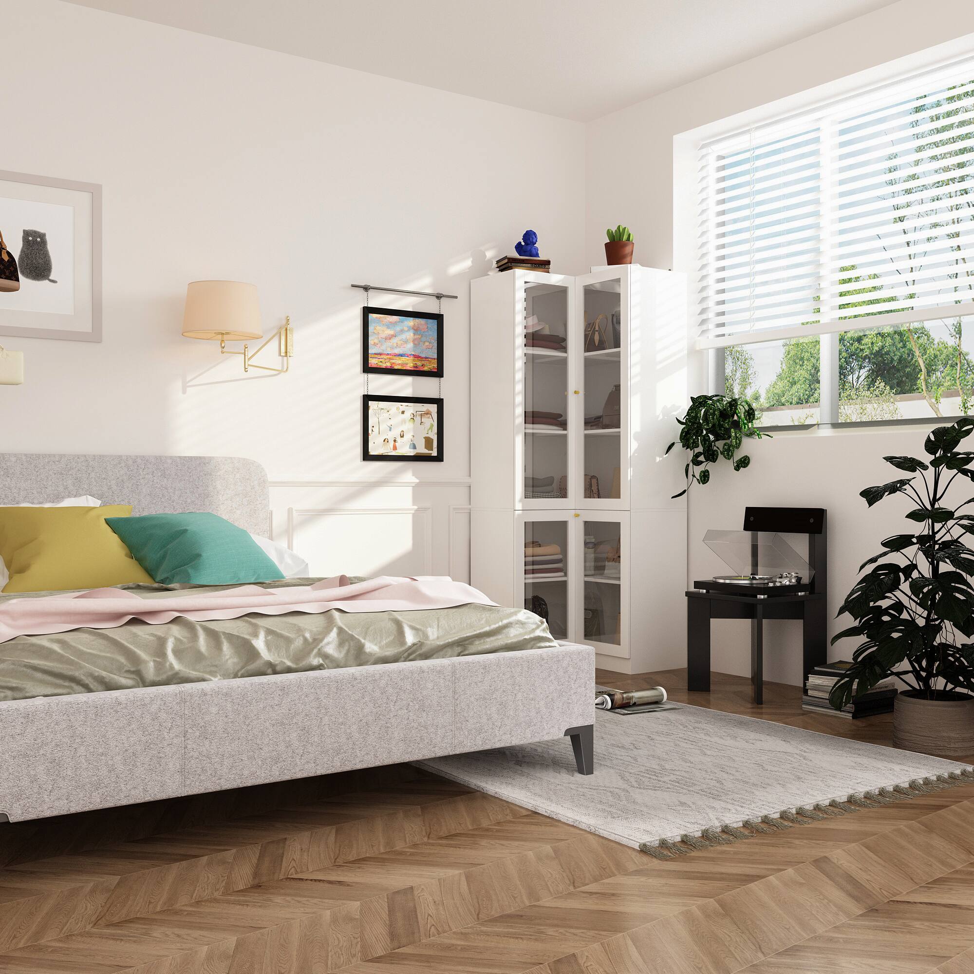 Alt View 10. Famapy - Famapy Corner Glass - Door Storage Cabinet: Adjustable Shelves & Space - Saving Design for Home Organization - White.