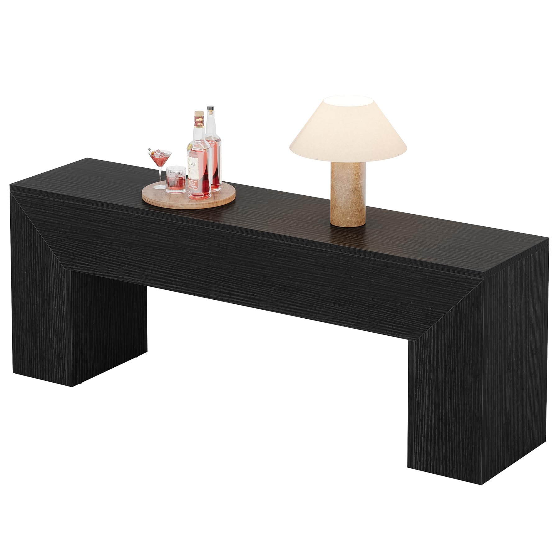 Alt View 4. Tribesigns - Dining Bench, Farmhouse Wooden Entryway Bench, Entry 47" Long Bench for Living Dining Room, Hallway and Bedroom, Easy As - Black.