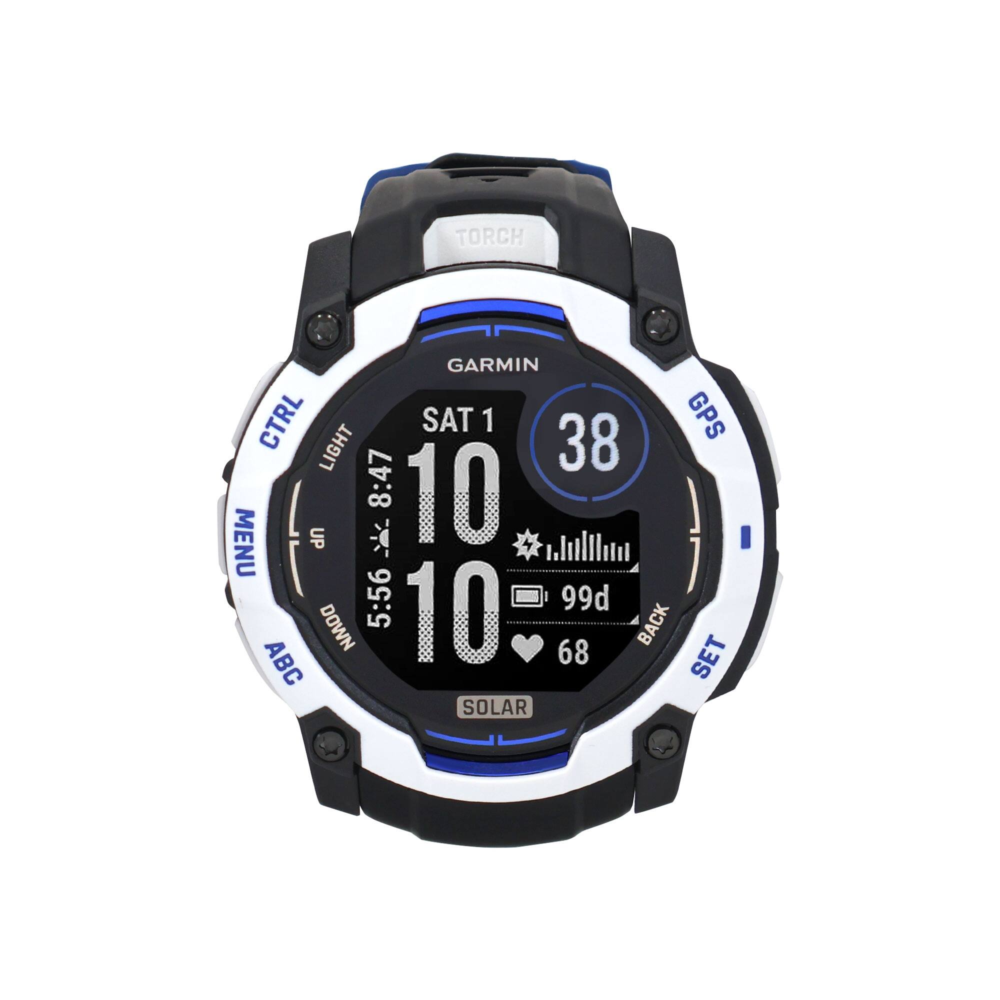 TORCH GARMIN CTRL SAT 1 38 GPS LIGHT 8:47 10 MENU UP x 5:56 99d ABC DOWN 10 68 BACK SET SOLAR
