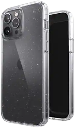 Front. Speck - Speck Presidio Perfect-Clear platinum Glitter Case - iPhone 13 Pro Max/12 Pro Max - Clear/Platinum Glitter.