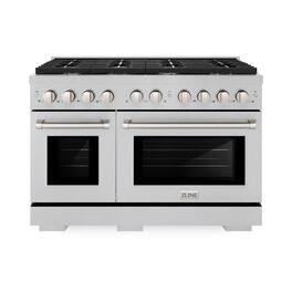 ZLINE - 48 in. Paramount Double Oven Dual Fuel Range with 8 Burners (SDRS-48) - Stainless Steel