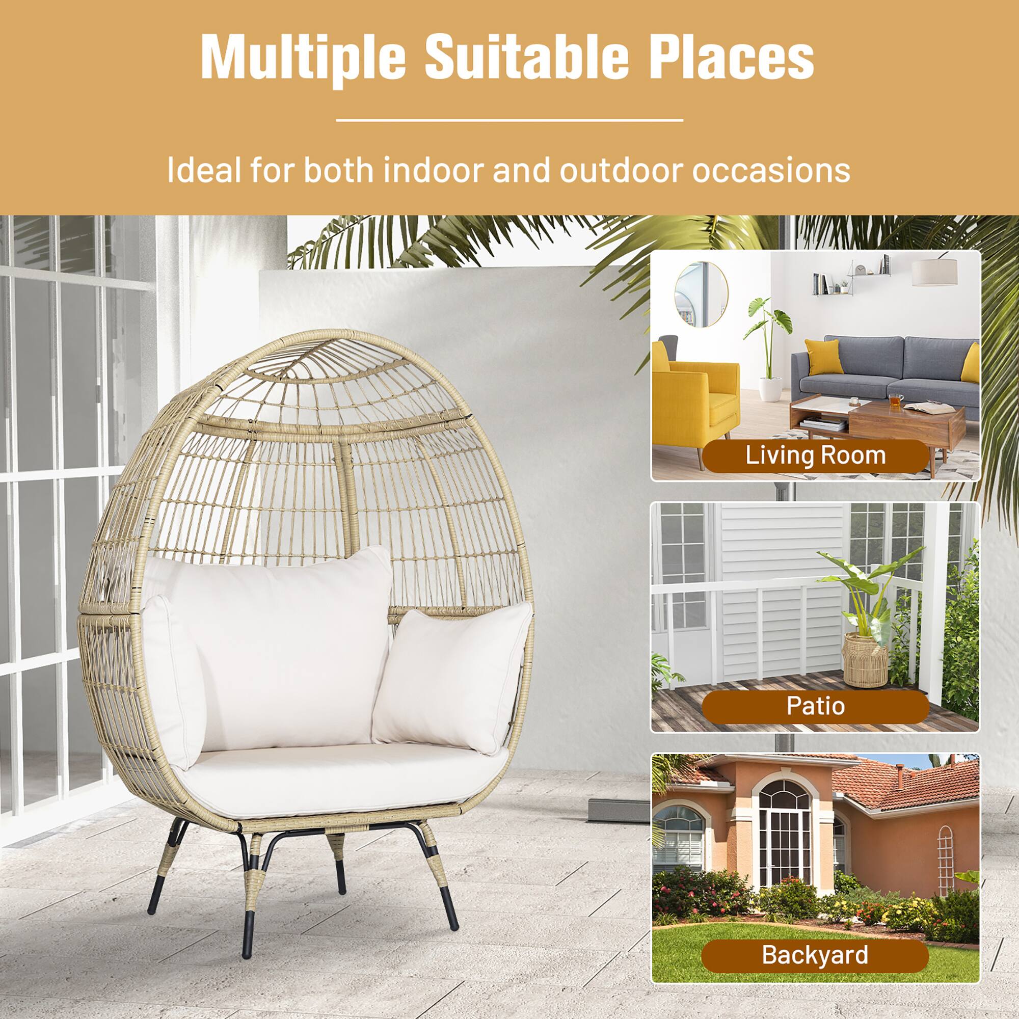 Multiple Suitable Places  
Ideal for both indoor and outdoor occasions  

Living Room  
Patio  
Backyard