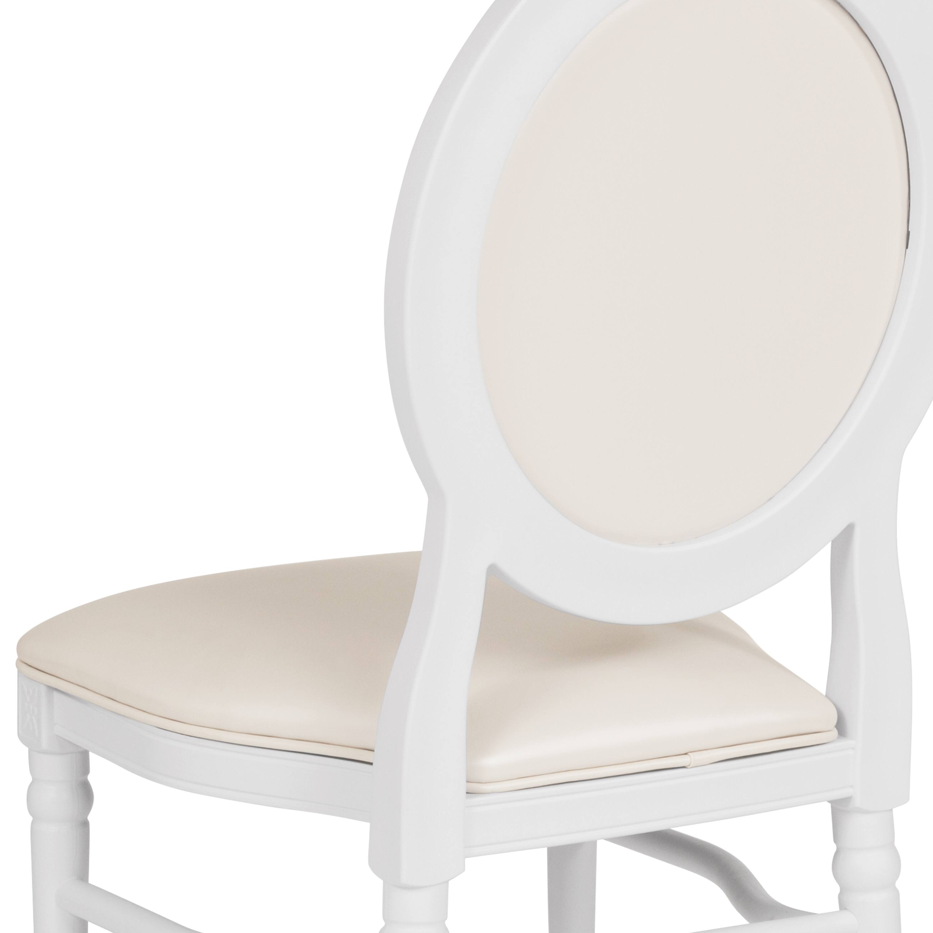 Alt View 9. Emma + Oliver - King Louis Dining Side Chair, Desk Chair - White Vinyl/White Frame.