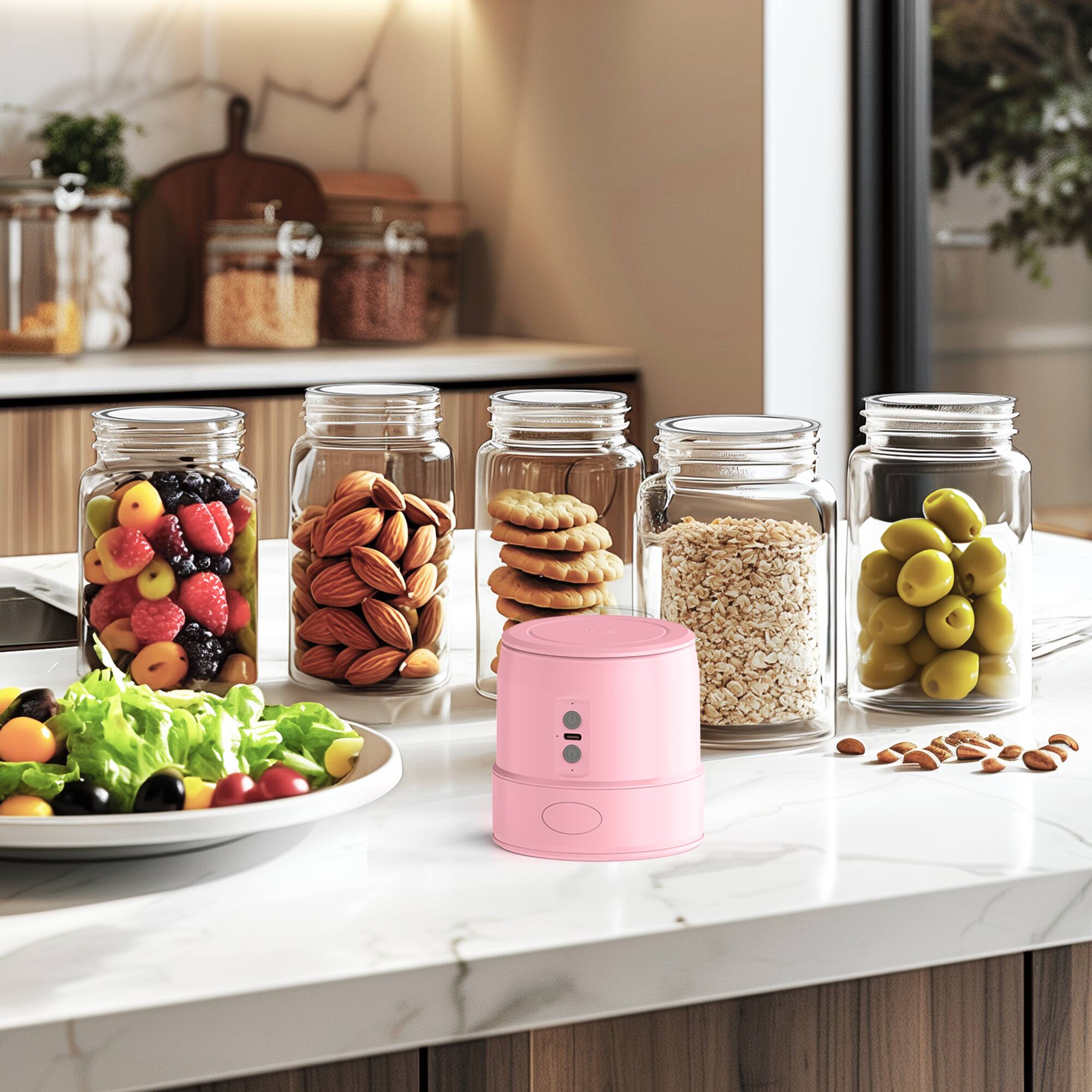 Alt View 4. Easyera - EASYERA Electric Mason Jar Vacuum Sealer, Upgraded Dual-Head Auto-Stop, Fits Wide & Regular Mouth Jars - Pink.