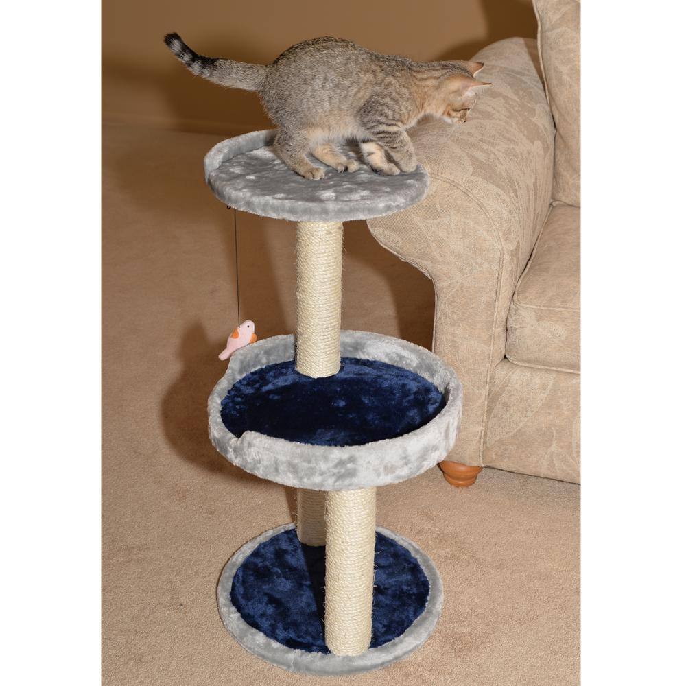 Alt View 4. Armarkat - ThreeLevel Real Wood Compact Scratcher Gray W Plush Perch - Gray.