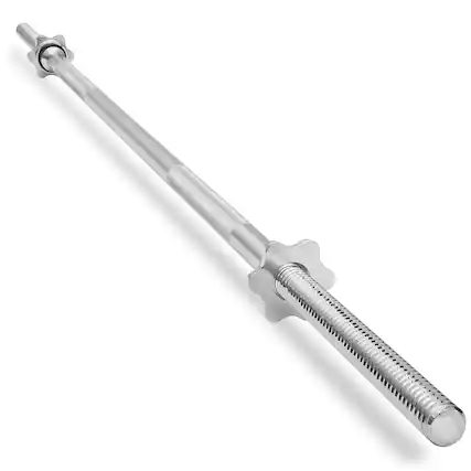 Front. Philosophy Gym - 1-in Weightlifting Barbell - Threaded Straight Bar with Star Collars - Chrome.