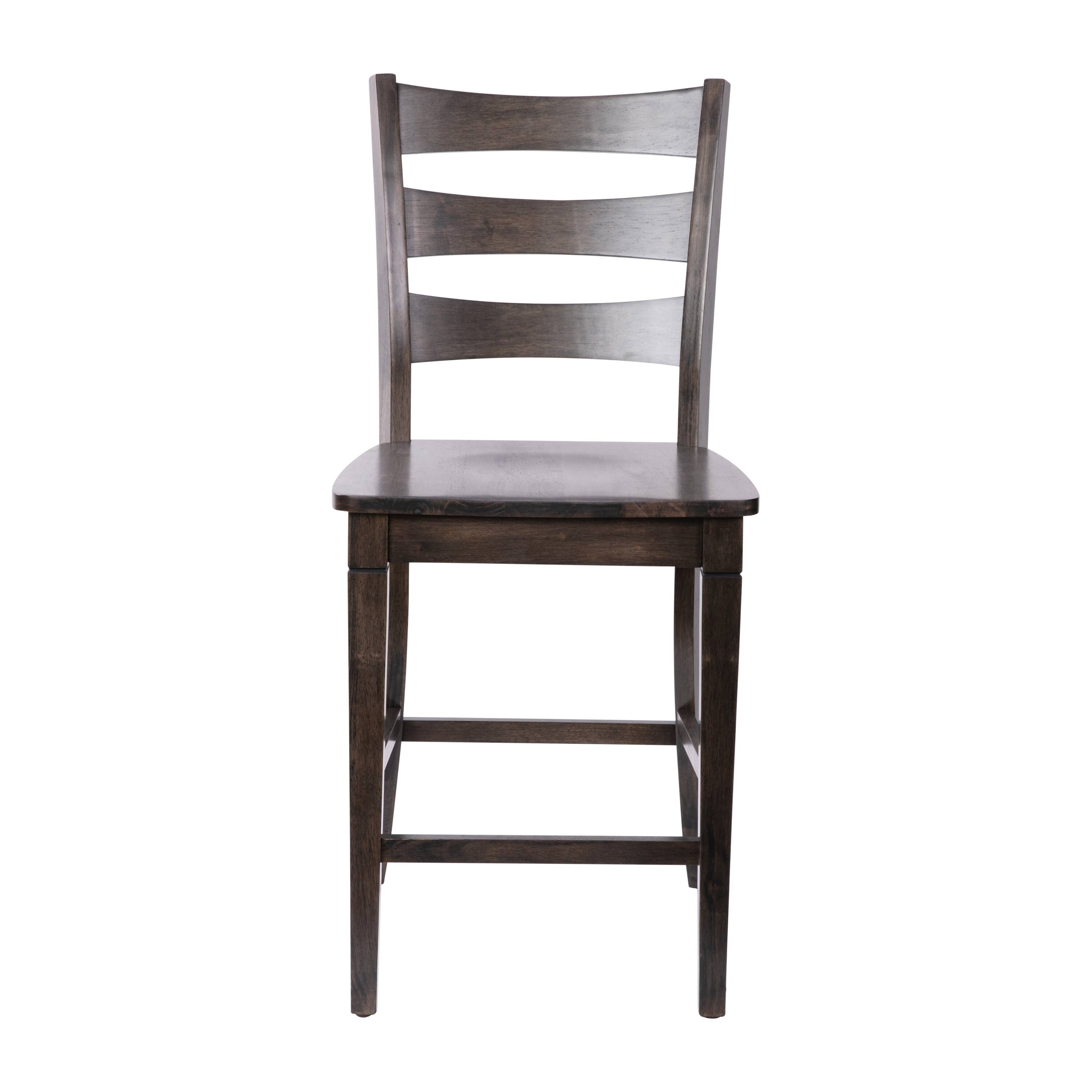 Alt View 10. Emma + Oliver - Lana Set of 2 Classic Wood Dining Stool with Ladderback Design - Gray Wash Walnut.