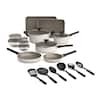 Front. Bella - 21-Piece Ceramic Nonstick Cookware Set - Oatmilk.