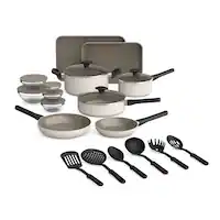 Bella - 21-Piece Ceramic Nonstick Cookware Set - Oatmilk - Front_Zoom