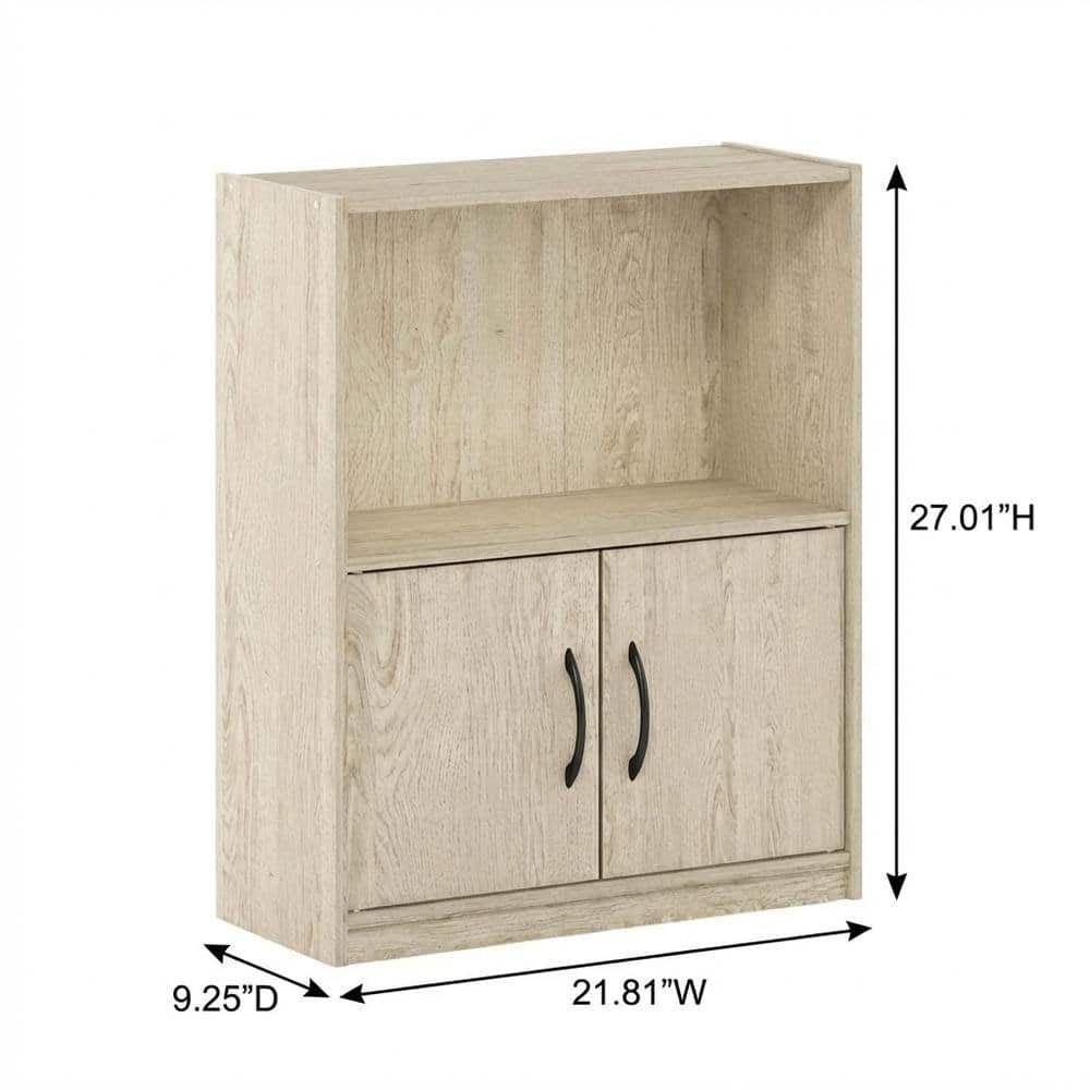 FurniFact - Brown 2-Tier Open Shelf Bookcase with Doors Storage Cabinet for Living Room - Metropolitan Pine price history on PriceWatchPro