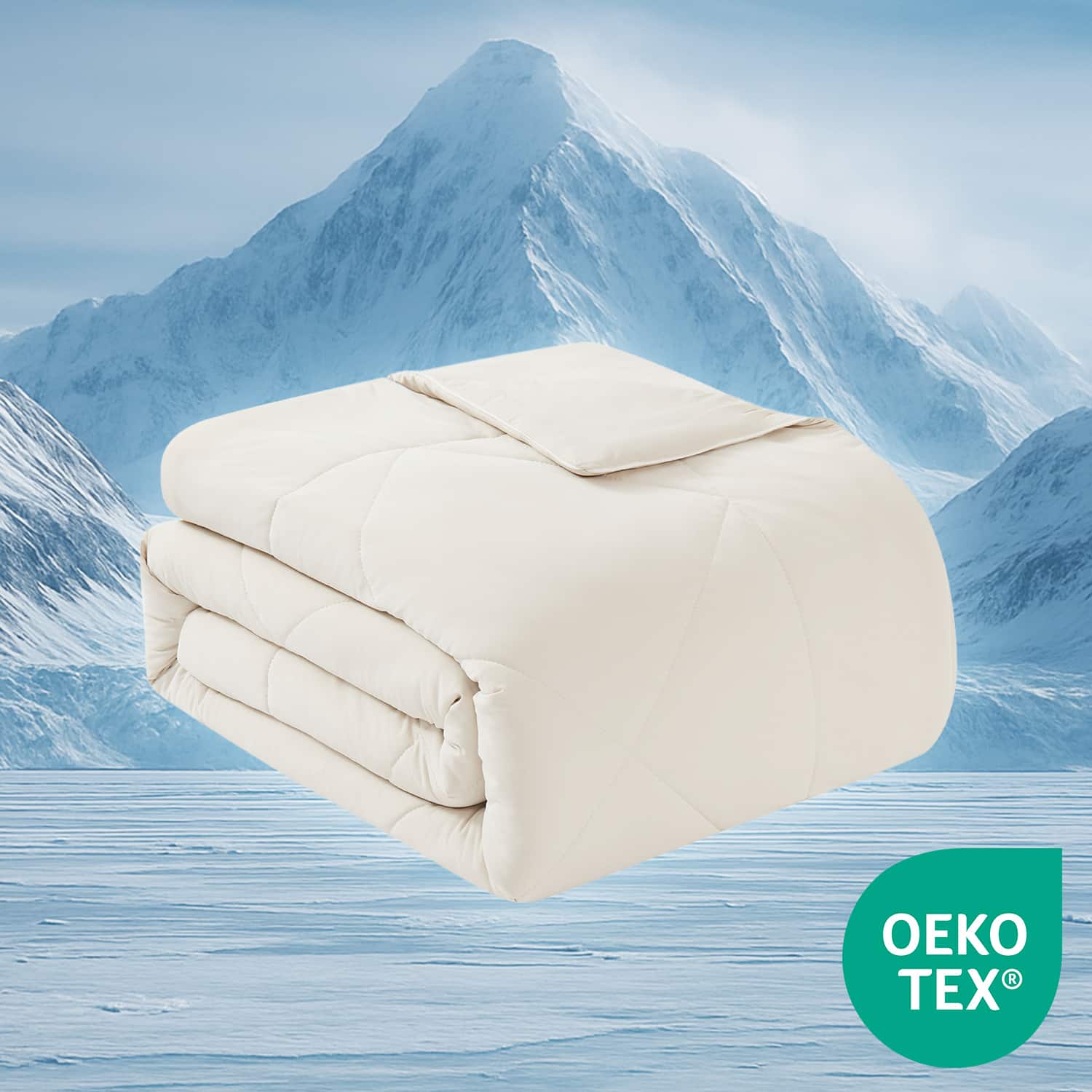 Photos - Bed Linen Sweet Home Collection - Cooling Oversized All-Season Reversible Single Comforter, Full/Queen - Beige BUY-COOL-BGE-FLQN