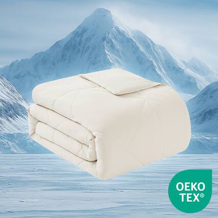 Front. Sweet Home Collection - Cooling Oversized All-Season Reversible Single Comforter, King/California King - Beige.