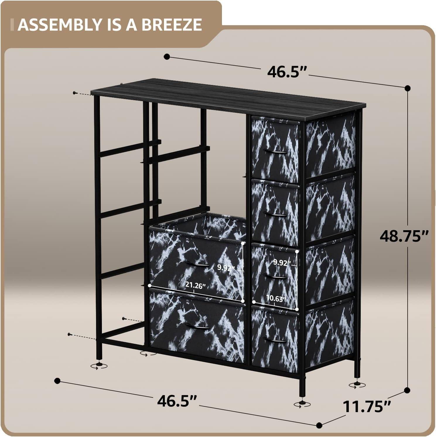 ASSEMBLY IS A BREEZE

46.5"  
48.75"  
9.92"  
9.92"  
21.26"  
10.63"  
46.5"  
11.75"